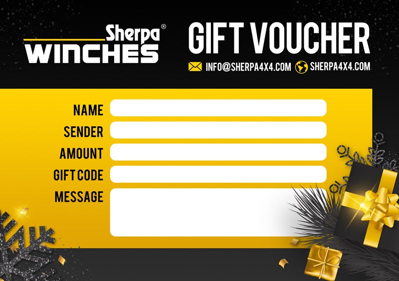 Sherpa winches Christmas Gift Cards USA